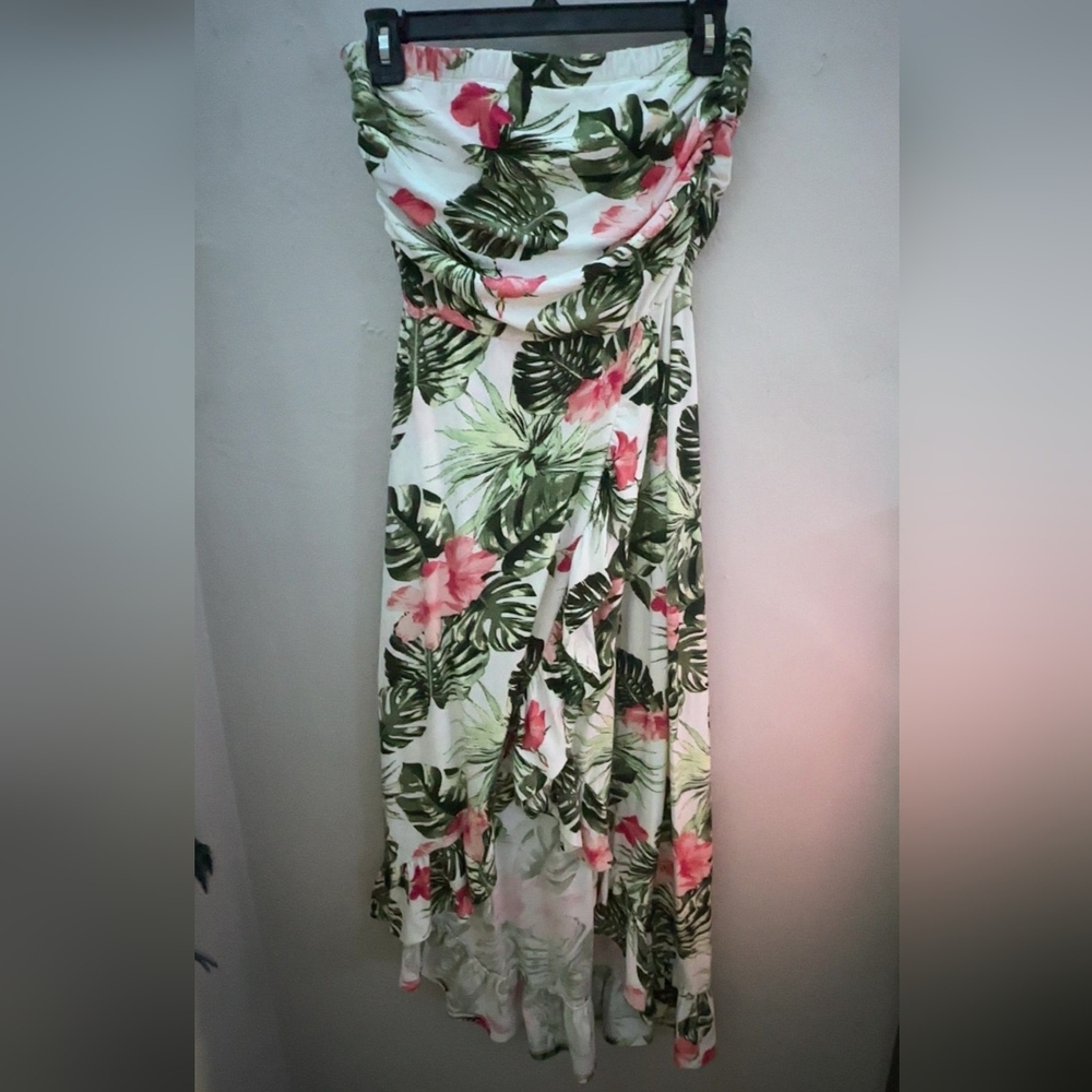 Floral Print Strapless Dress
